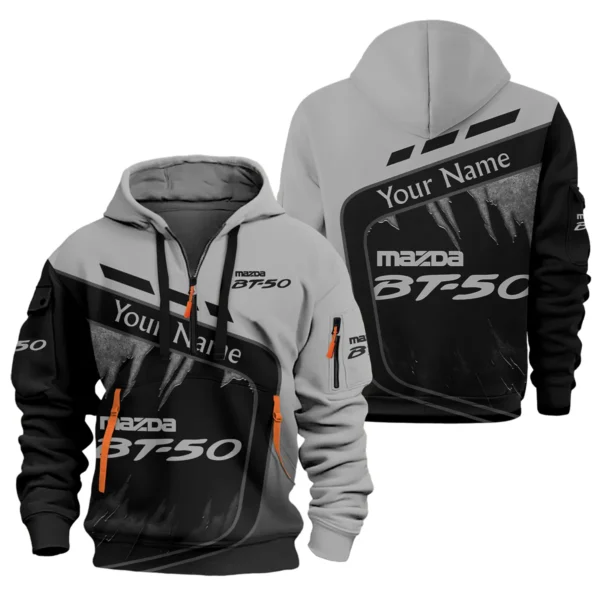 Mazda BT-50 Ute Exclusive Logo Hoodie Half Zipper QTVA170625UTE01MBT - Gray - Image 3