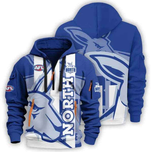 North Melbourne Kangaroos Australian Football League Exclusive Logo Hoodie Half Zipper HOAFL120525A01NMFC - Image 3