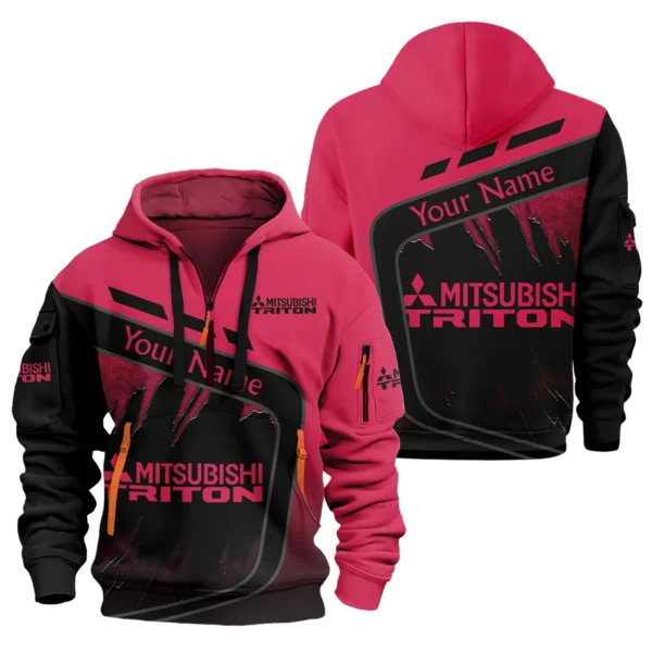 Mitsubishi Triton Ute Exclusive Logo Hoodie Half Zipper QTVA170625UTE01MT - Maroon - Image 3