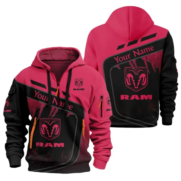 RAM Trucks Ute Exclusive Logo Hoodie Half Zipper QTVA170625UTE01RAM - Maroon - Image 3