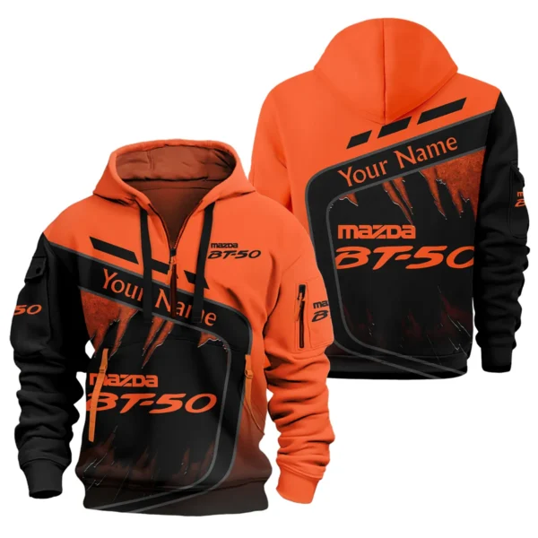 Mazda BT-50 Ute Exclusive Logo Hoodie Half Zipper QTVA170625UTE01MBT - Orange - Image 3