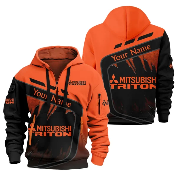 Mitsubishi Triton Ute Exclusive Logo Hoodie Half Zipper QTVA170625UTE01MT - Orange - Image 3