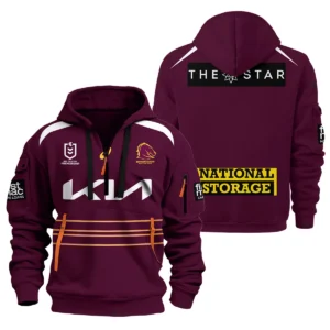 Brisbane Broncos NRL Exclusive Logo Hoodie Half Zipper QTVA050625NRL01BRI-HDF