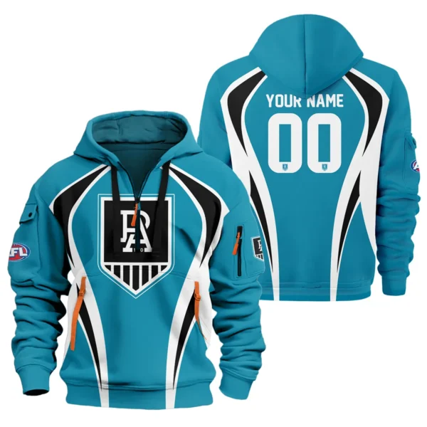 Port Adelaide Power AFL Exclusive Logo Hoodie Half Zipper QTVA250625AFL03PORT-HDF