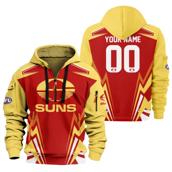 Gold Coast SUNS AFL Exclusive Logo Hoodie Half Zipper QTVA270625AFL04GCFC-HDF