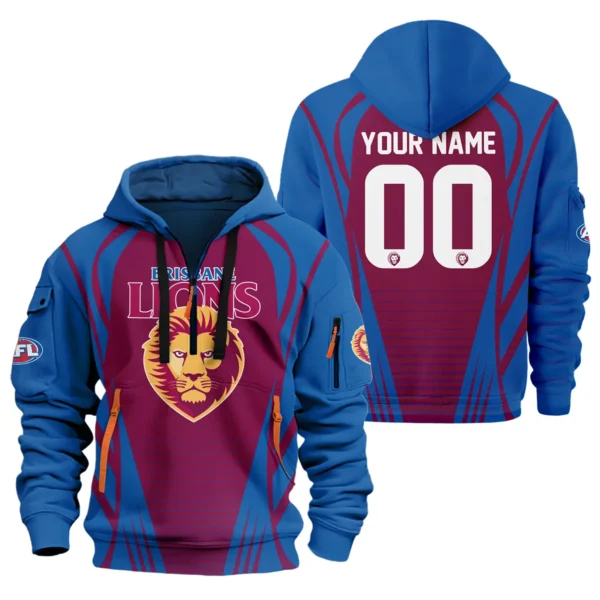 Brisbane Lions AFL Exclusive Logo Hoodie Half Zipper QTVA280625AFL05BL-HDF