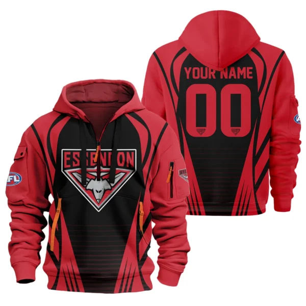 Essendon Bombers AFL Exclusive Logo Hoodie Half Zipper QTVA280625AFL05ESS-HDF