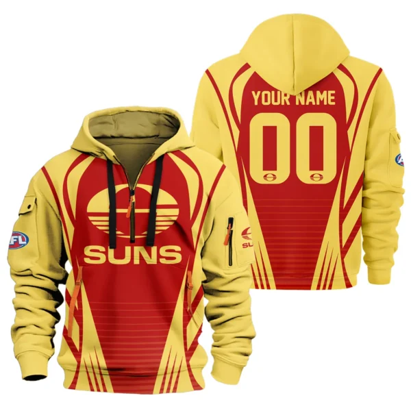 Gold Coast SUNS AFL Exclusive Logo Hoodie Half Zipper QTVA280625AFL05GCFC-HDF