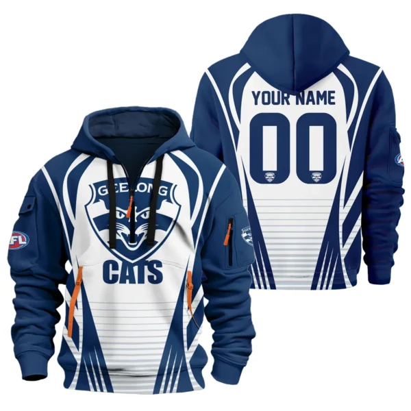 Geelong Cats AFL Exclusive Logo Hoodie Half Zipper QTVA280625AFL05GEEL-HDF
