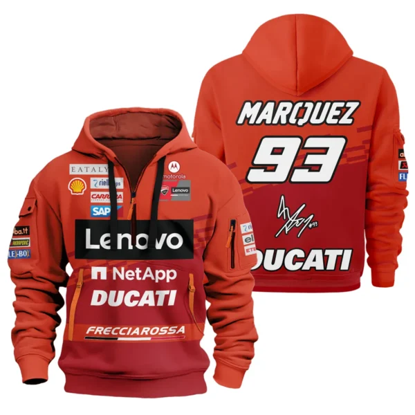 Marc Márquez Ducati Lenovo Team Exclusive Logo Hoodie Half Zipper QTVAGP060625A4DUC-HDF