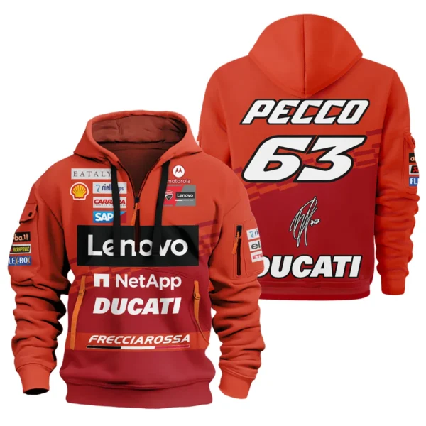 Francesco Bagnaia Ducati Lenovo Team Exclusive Logo Hoodie Half Zipper QTVAGP060625A5DUC-HDF