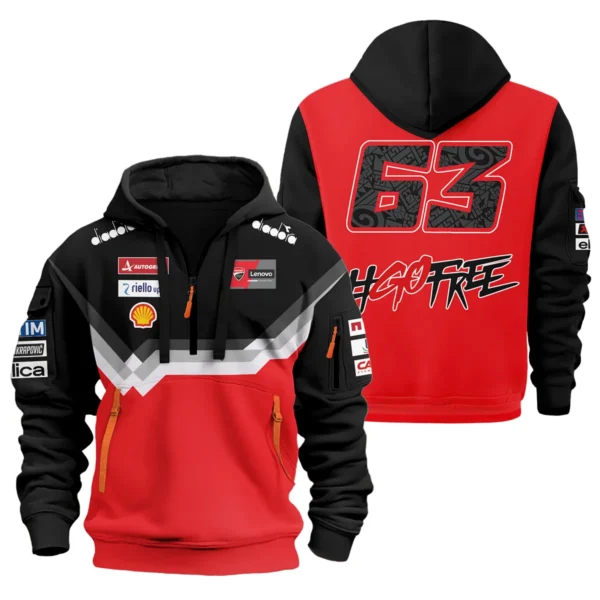 Francesco Bagnaia Ducati Lenovo Team Exclusive Logo Hoodie Half Zipper QTVAGP110625A13DUC-HDF