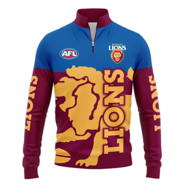 Brisbane Lions Australian Football League Exclusive Logo Quarter Zip Sweatshirt HOAFL130525A02BLQTZ
