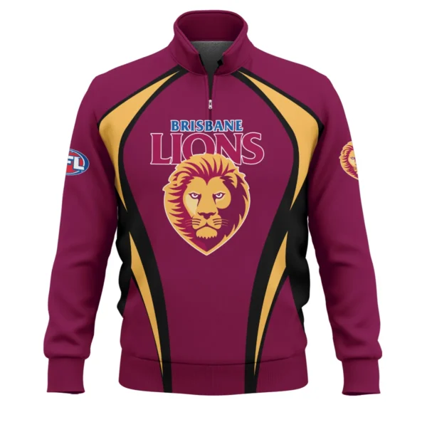 Brisbane Lions AFL Exclusive Logo Quarter-Zip Sweatshirt QTVA250625AFL03BL-QTZ - Image 2