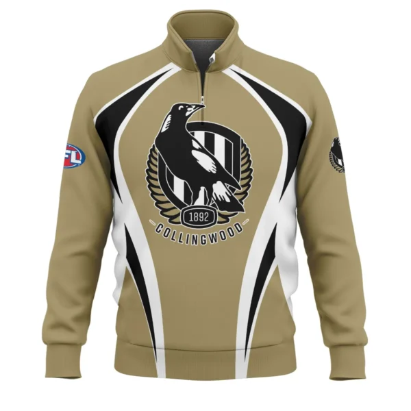 Collingwood Magpies AFL Exclusive Logo Quarter-Zip Sweatshirt QTVA250625AFL03COLL-QTZ - Image 2