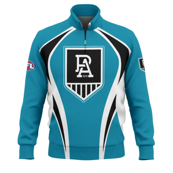 Port Adelaide Power AFL Exclusive Logo Quarter-Zip Sweatshirt QTVA250625AFL03PORT-QTZ - Image 2