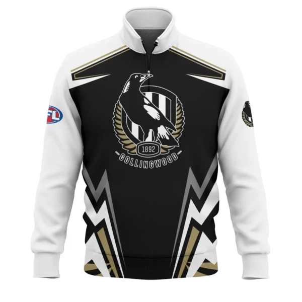 Collingwood Magpies AFL Exclusive Logo Quarter-Zip Sweatshirt QTVA270625AFL04COLL-QTZ - Image 2