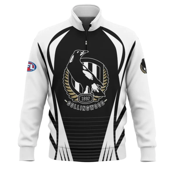 Collingwood Magpies AFL Exclusive Logo Quarter-Zip Sweatshirt QTVA280625AFL05COLL-QTZ - Image 2