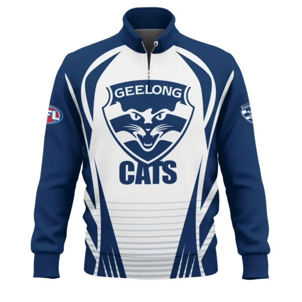 Geelong Cats AFL Exclusive Logo Quarter-Zip Sweatshirt QTVA280625AFL05GEEL-QTZ - Image 2