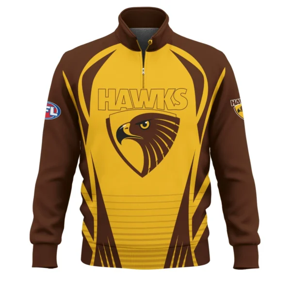 Hawthorn Hawks AFL Exclusive Logo Quarter-Zip Sweatshirt QTVA280625AFL05HAW-QTZ - Image 2
