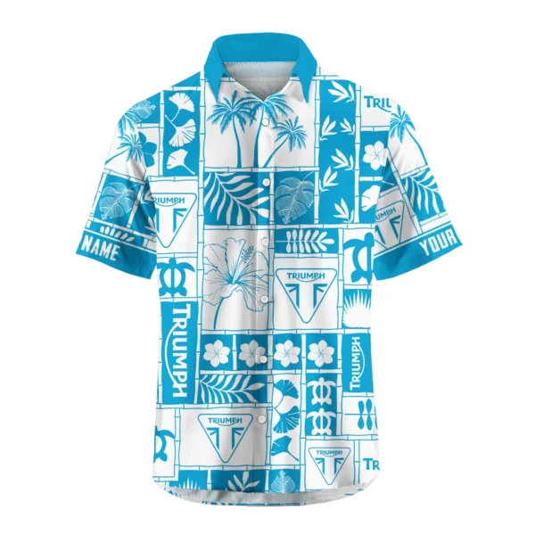 Triumph Motorcycles Exclusive Logo Hawaian Shirt QTVA150425HWTRI - Aqua Blue - Image 2