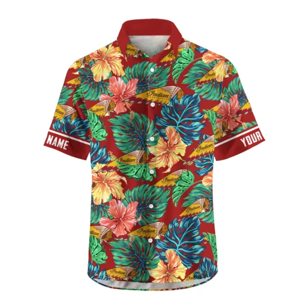 Indian Motorcycles Exclusive Logo Hawaian Shirt QTVA220425HW04IND - Dark Brick Red - Image 2