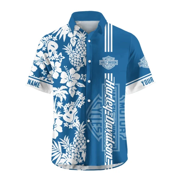 Harley-Davidson Exclusive Logo Hawaian Shirt QTVA160425HW02HD - Dark Blue - Image 2