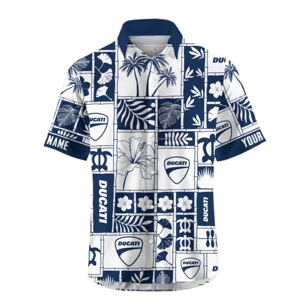 Ducati Exclusive Logo Hawaian Shirt QTVA150425HWDUC - Navy Blue - Image 2