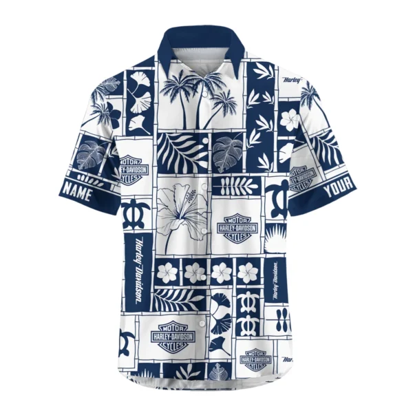 Harley-Davidson Exclusive Logo Hawaian Shirt QTVA150425HWHD - Navy Blue - Image 2