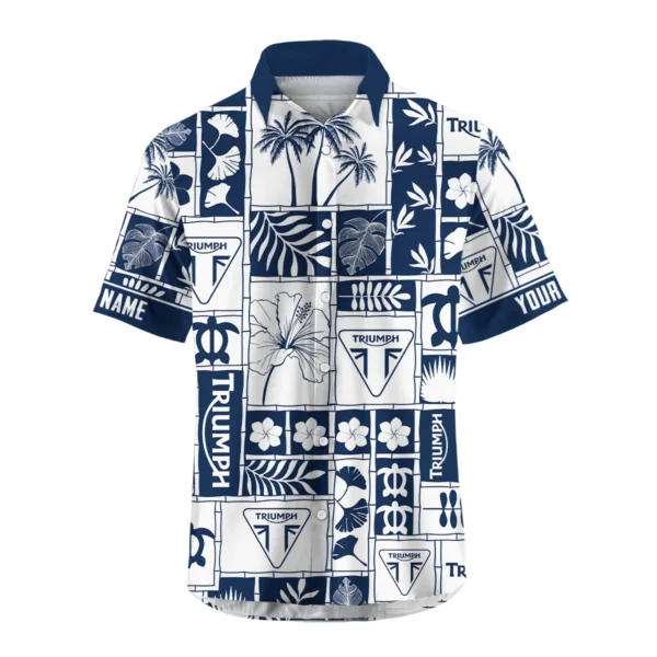 Triumph Motorcycles Exclusive Logo Hawaian Shirt QTVA150425HWTRI - Navy Blue - Image 2