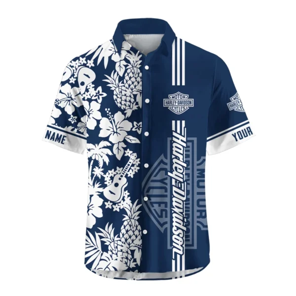 Harley-Davidson Exclusive Logo Hawaian Shirt QTVA160425HW02HD - Navy Blue - Image 2
