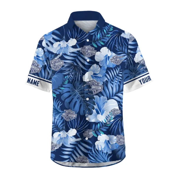 Harley-Davidson Exclusive Logo Hawaian Shirt QTVA210425HW03HD - Navy Blue - Image 2