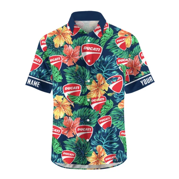Triumph Motorcycles Exclusive Logo Hawaian Shirt QTVA220425HW04DUC - Navy Blue - Image 2