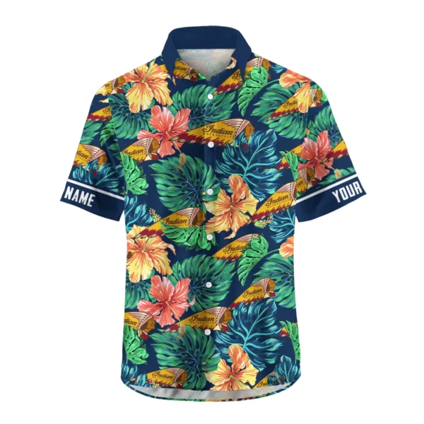 Indian Motorcycles Exclusive Logo Hawaian Shirt QTVA220425HW04IND - Navy Blue - Image 2