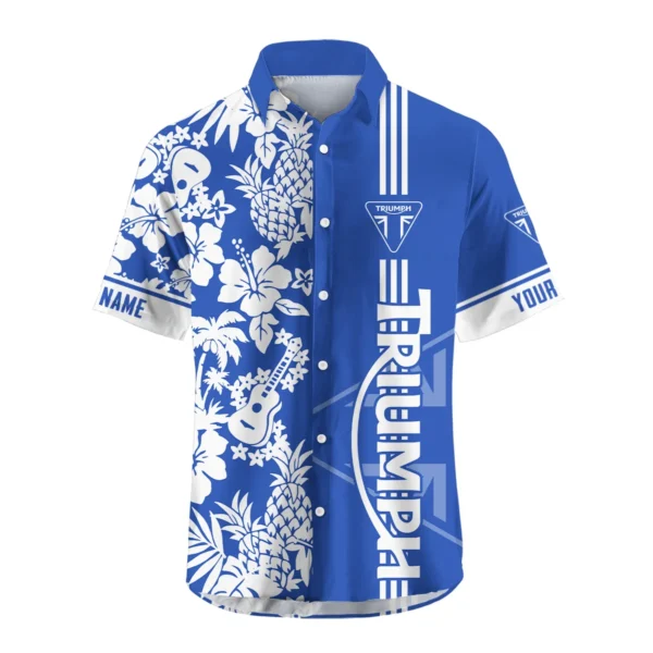 Triumph Motorcycles Exclusive Logo Hawaian Shirt QTVA160425HW02TRI - Royal Blue - Image 2