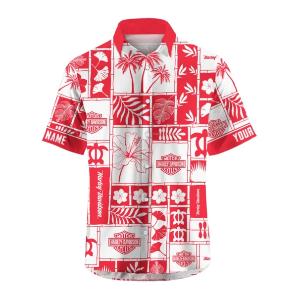Harley-Davidson Exclusive Logo Hawaian Shirt QTVA150425HWHD - Red - Image 2