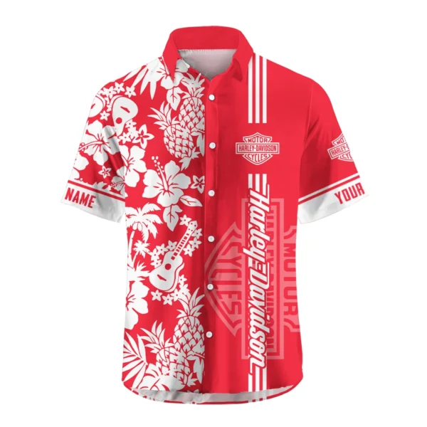 Harley-Davidson Exclusive Logo Hawaian Shirt QTVA160425HW02HD - Red - Image 2