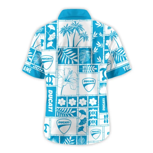 Ducati Exclusive Logo Hawaian Shirt QTVA150425HWDUC - Aqua Blue - Image 3