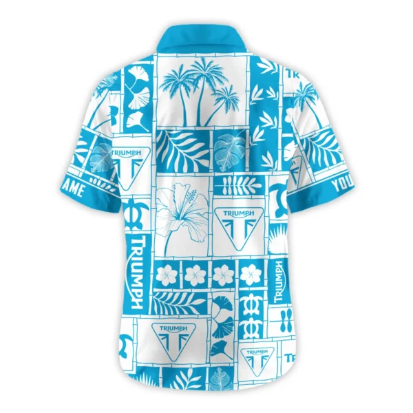 Triumph Motorcycles Exclusive Logo Hawaian Shirt QTVA150425HWTRI - Aqua Blue - Image 3