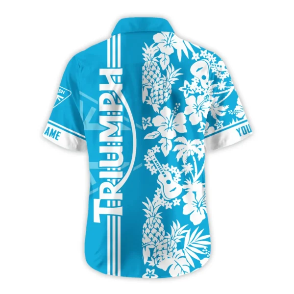 Triumph Motorcycles Exclusive Logo Hawaian Shirt QTVA160425HW02TRI - Aqua Blue - Image 3