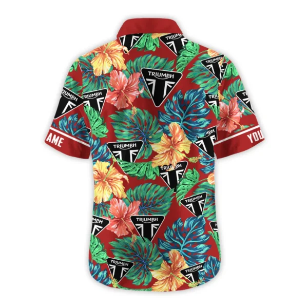 Triumph Motorcycles Exclusive Logo Hawaian Shirt QTVA220425HW04TRI - Dark Brick Red - Image 3