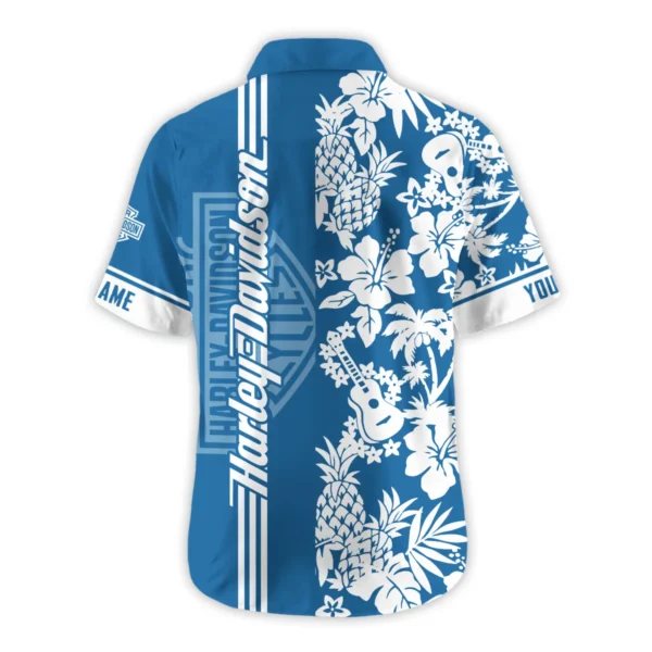 Harley-Davidson Exclusive Logo Hawaian Shirt QTVA160425HW02HD - Dark Blue - Image 3