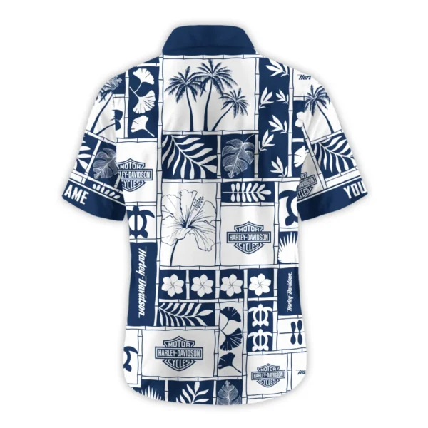 Harley-Davidson Exclusive Logo Hawaian Shirt QTVA150425HWHD - Navy Blue - Image 3