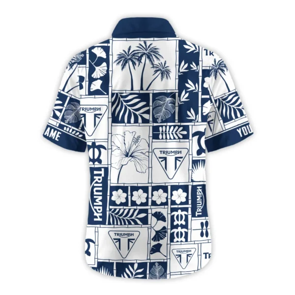 Triumph Motorcycles Exclusive Logo Hawaian Shirt QTVA150425HWTRI - Navy Blue - Image 3