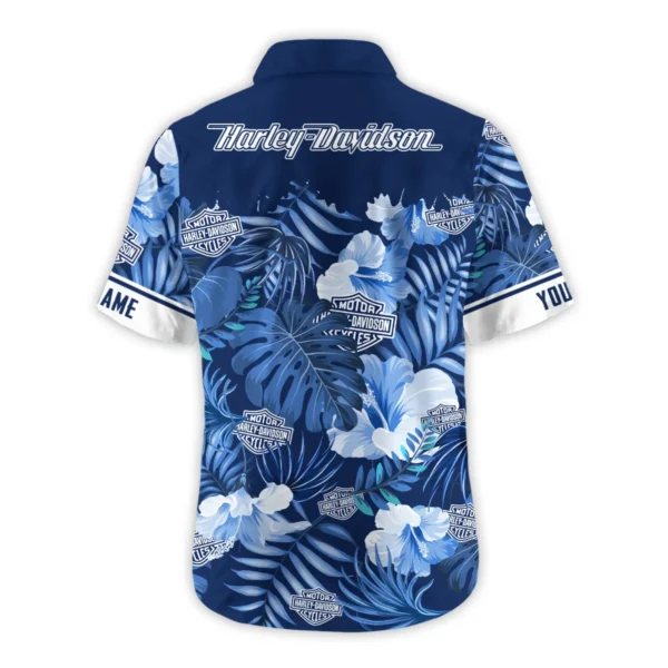 Harley-Davidson Exclusive Logo Hawaian Shirt QTVA210425HW03HD - Navy Blue - Image 3