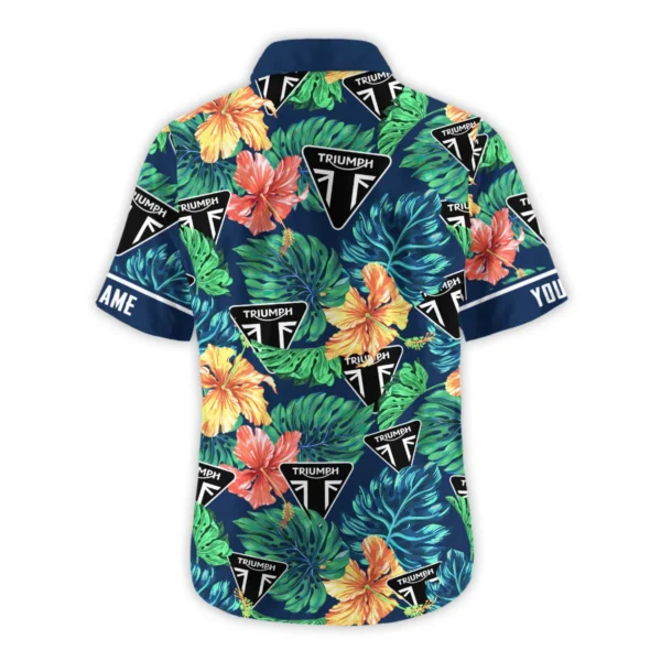 Triumph Motorcycles Exclusive Logo Hawaian Shirt QTVA220425HW04TRI - Navy Blue - Image 3
