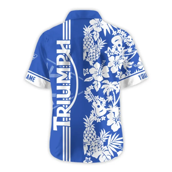 Triumph Motorcycles Exclusive Logo Hawaian Shirt QTVA160425HW02TRI - Royal Blue - Image 3