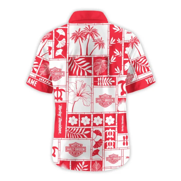 Harley-Davidson Exclusive Logo Hawaian Shirt QTVA150425HWHD - Red - Image 3