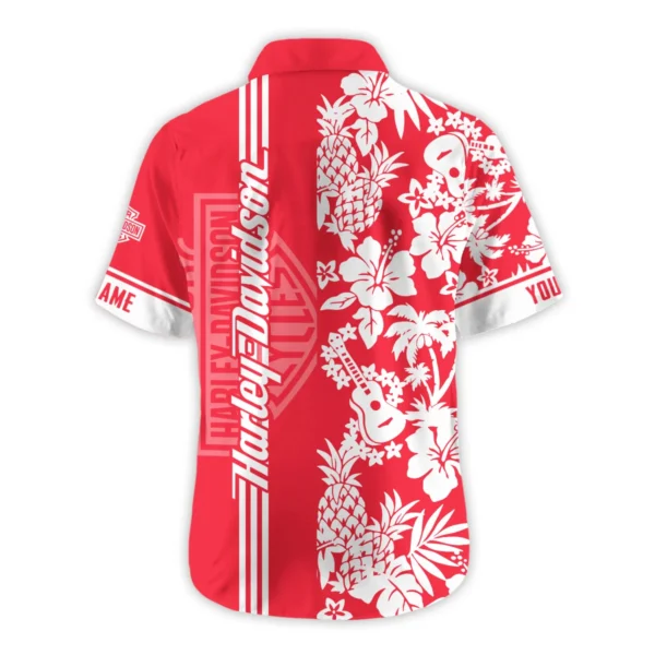 Harley-Davidson Exclusive Logo Hawaian Shirt QTVA160425HW02HD - Red - Image 3