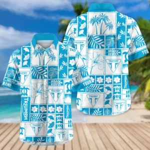 Triumph Motorcycles Exclusive Logo Hawaian Shirt QTVA150425HWTRI - Aqua Blue
